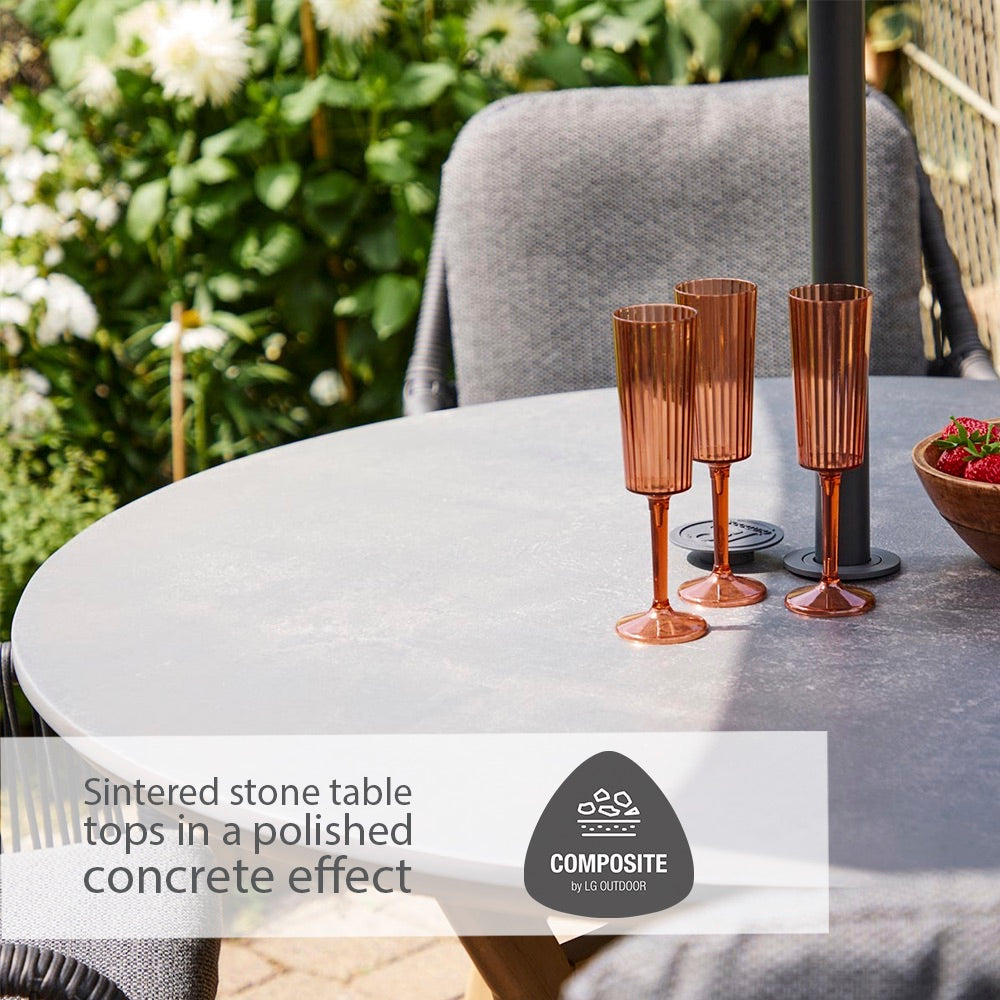 Peru 4 Seat Round Dining Set with 2.5m Parasol