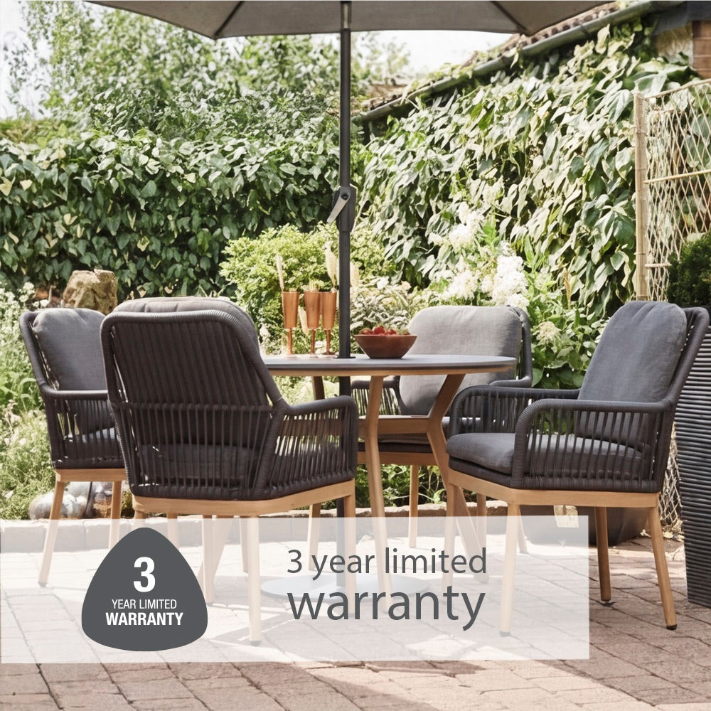 Peru 4 Seat Round Dining Set with 2.5m Parasol