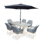Peru 6 Seat Boat-Shaped Dining Set with 3.0m Parasol