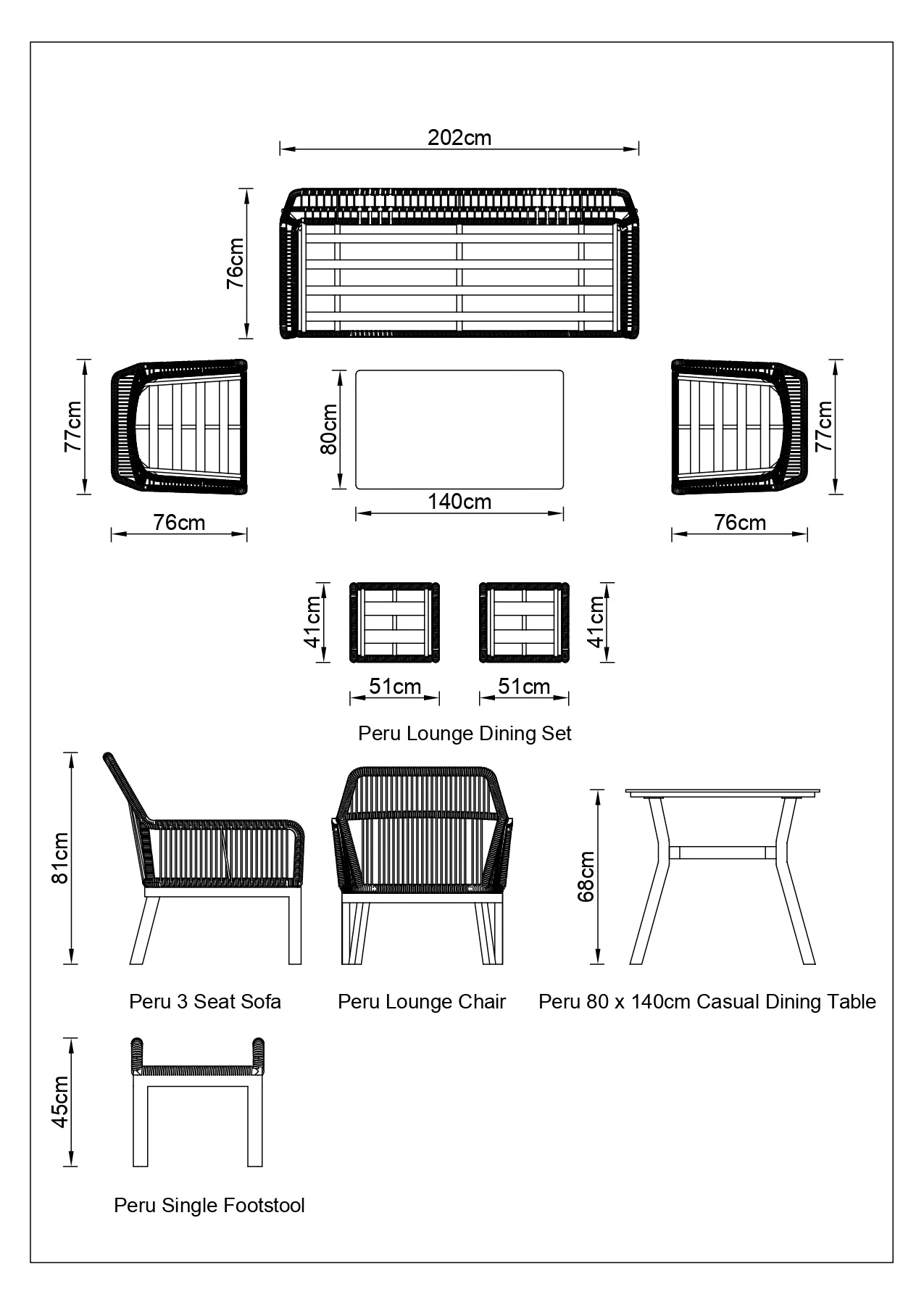 Peru Lounge Dining Set