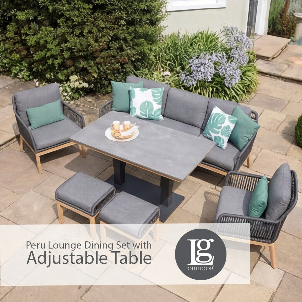 Peru Lounge Dining Set with Adjustable Table