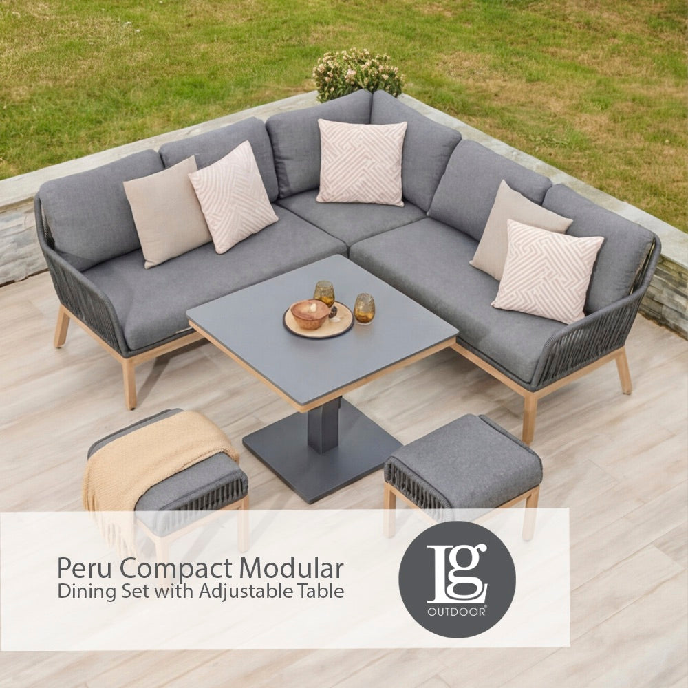 Peru Compact Modular Dining Set with Adjustable Table