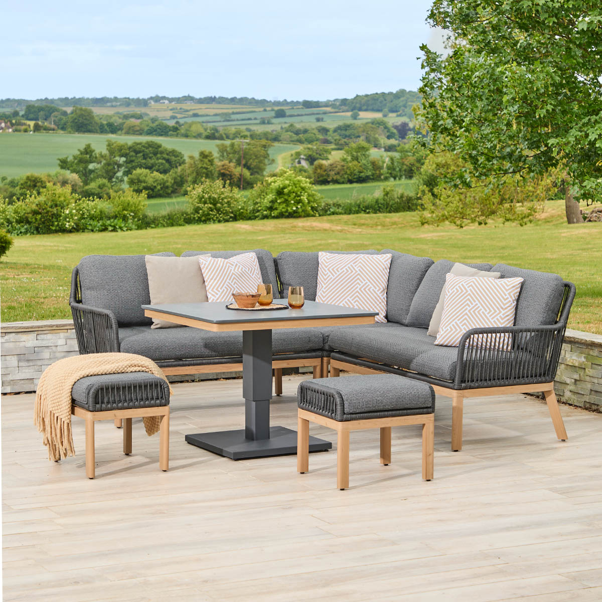Modula Dining Table Peru Compact Modular Dining Set with Adjustable Table – LG OUTDOOR