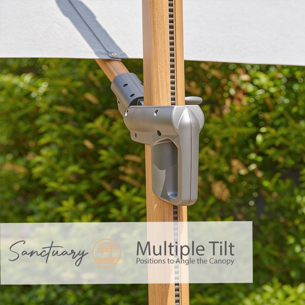 Sanctuary Oak 3.0m Deluxe Wood-Effect Cantilever Parasol