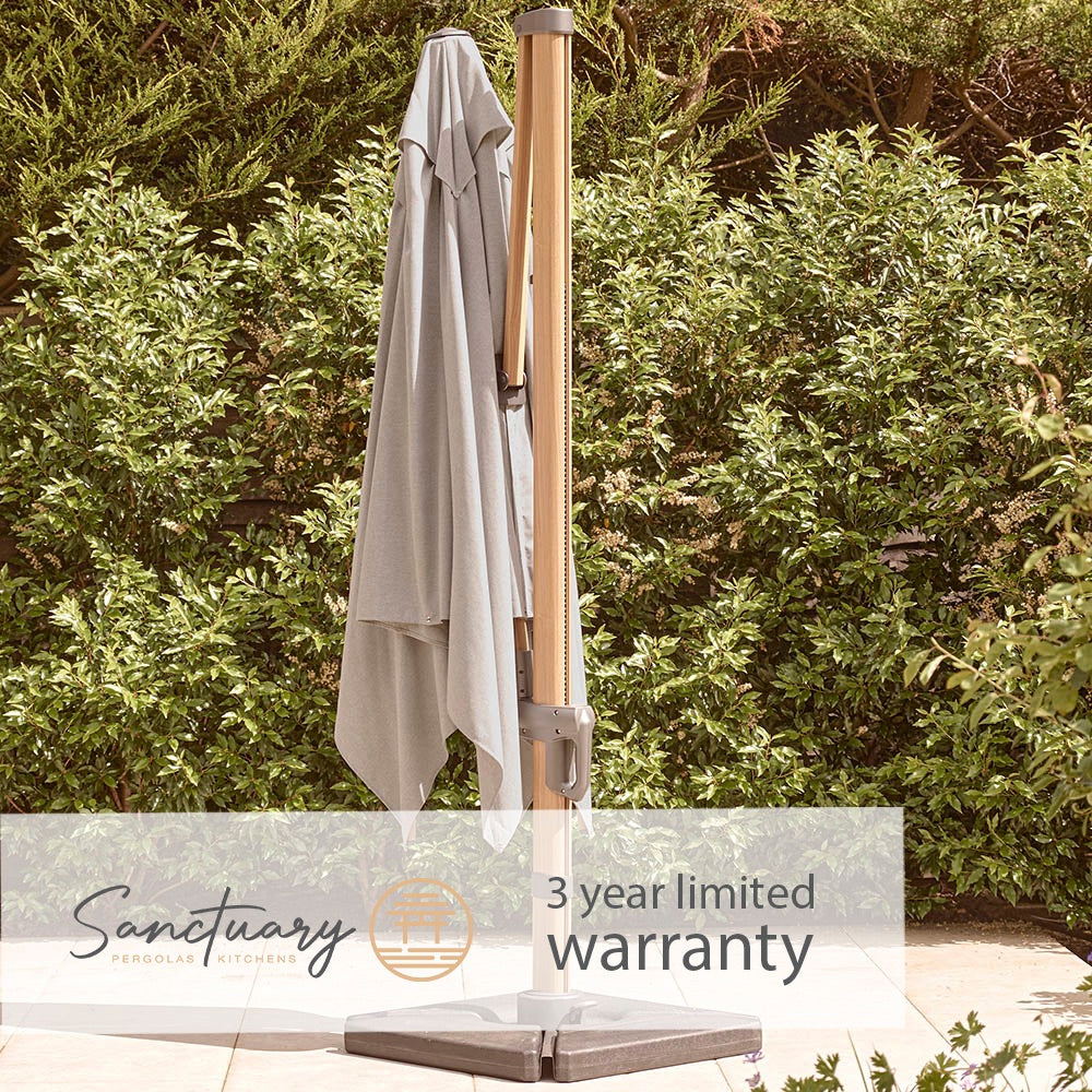 Sanctuary Oak 3.0m Deluxe Wood-Effect Cantilever Parasol