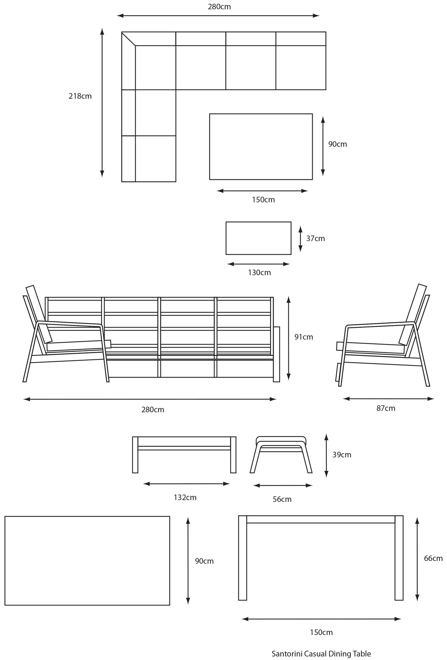Santorini Dusk Modular Dining Set with Lounge Chair