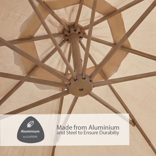 Deluxe 3.0m Square Cantilever Parasol - Taupe