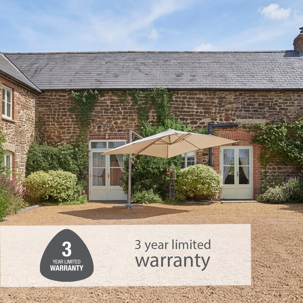 Deluxe 3.0m Square Cantilever Parasol - Taupe