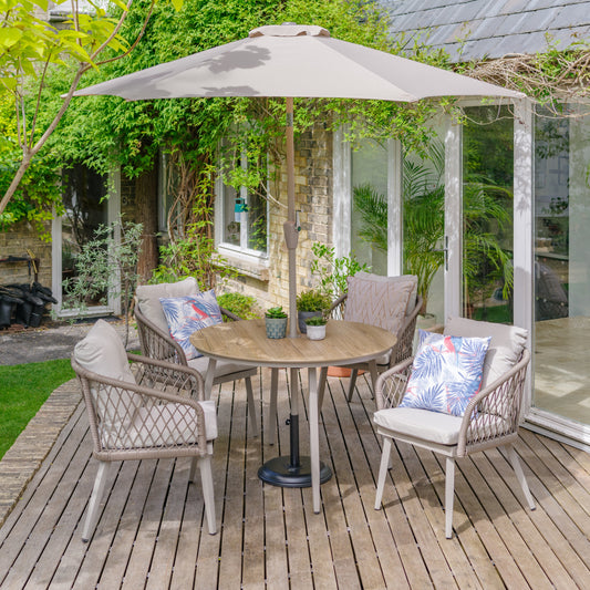 Sarasota 4 Seat Dining Set with 2.5m Parasol