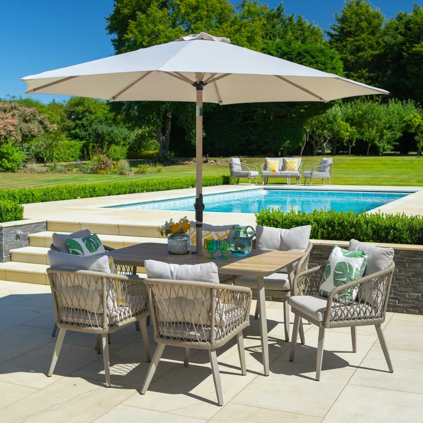 Sarasota 6 Seat Dining Set with 3.0m Parasol