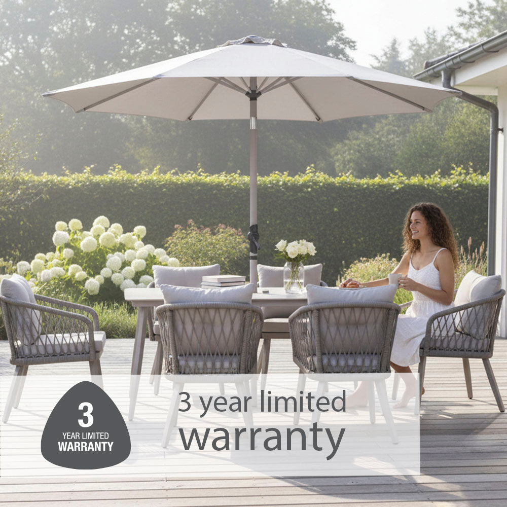 Sarasota 6 Seat Dining Set with 3.0m Parasol