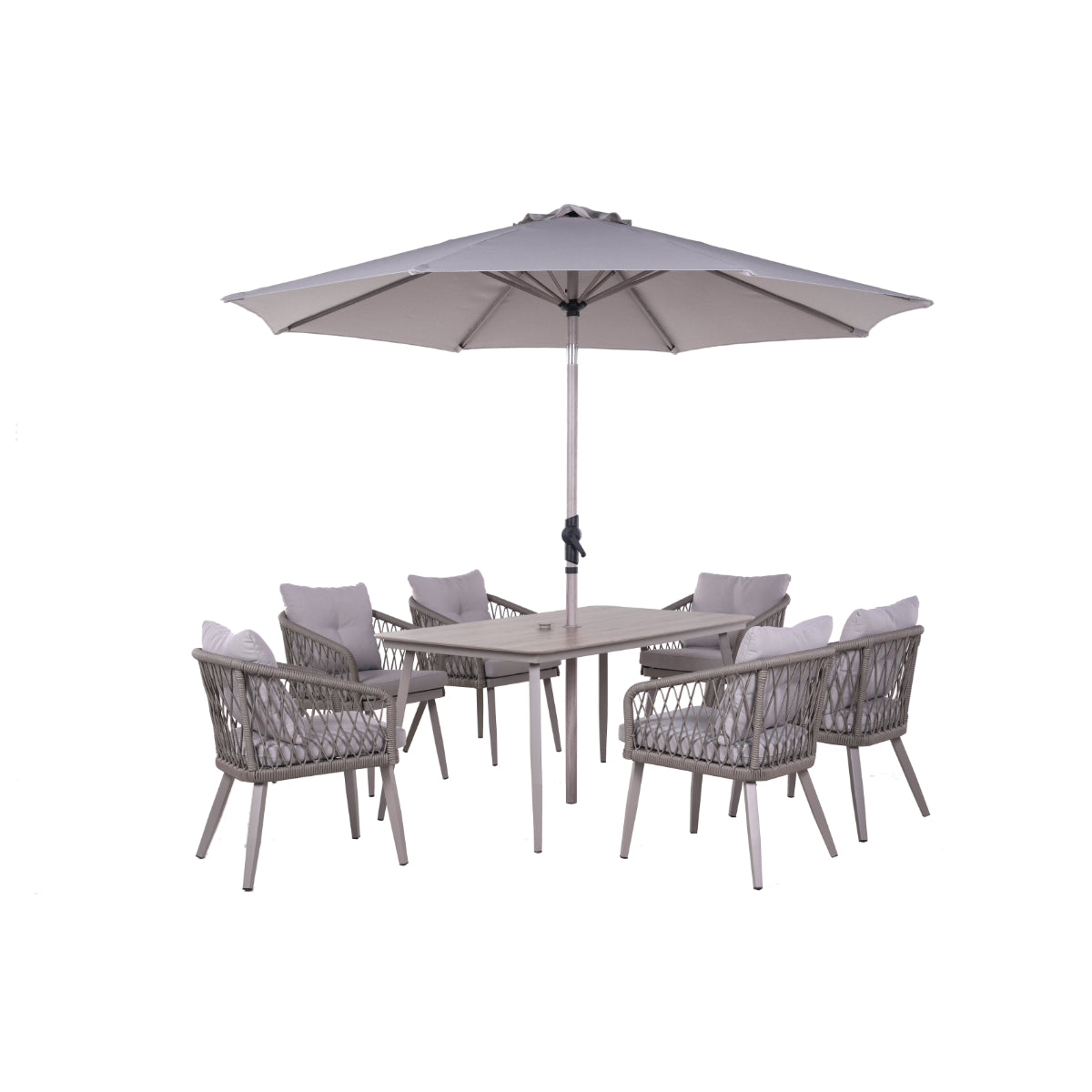 Sarasota 6 Seat Dining Set with 3.0m Parasol