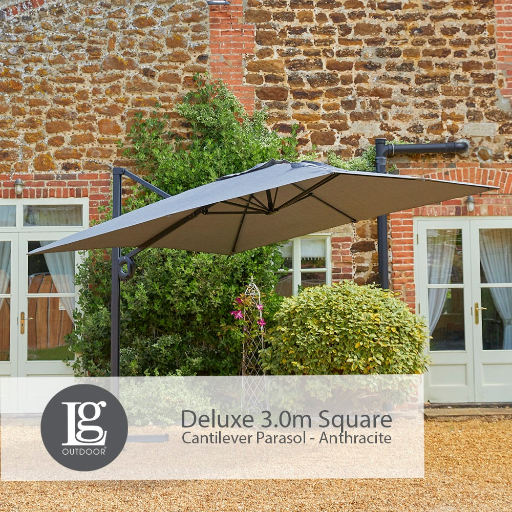lg patio umbrella Deluxe 3.0m Square Cantilever Parasol