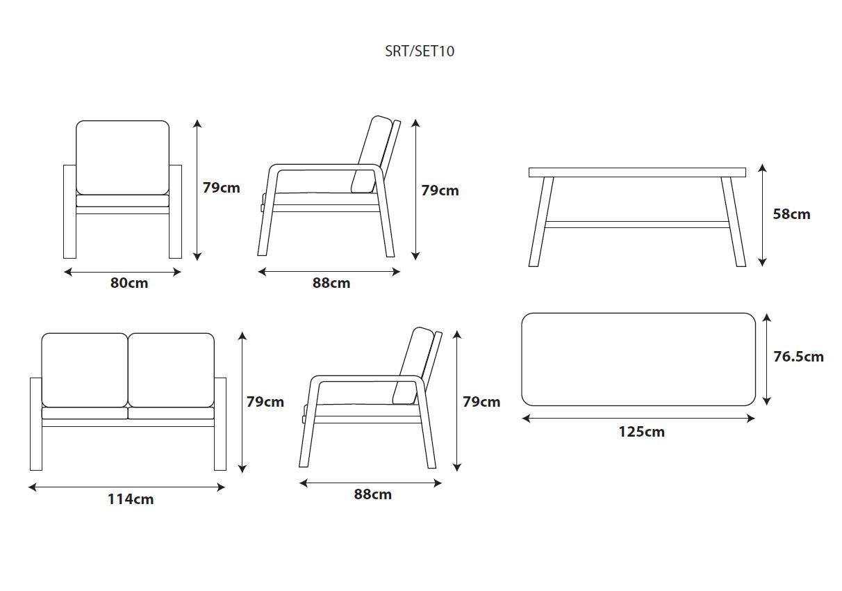 Sorrento Lounge Set with High Coffee Table