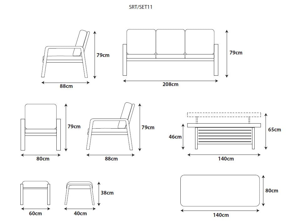 Sorrento Lounge Dining Set with Adjustable Table