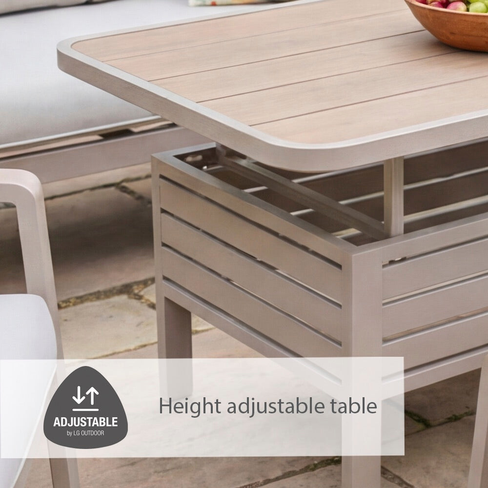 Sorrento Rectangular Modular Dining Set with Adjustable Table and Lounge Chair