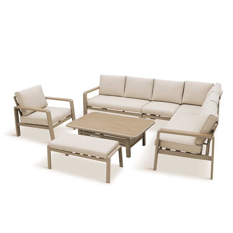 Sorrento Rectangular Modular Dining Set with Adjustable Table and Lounge Chair