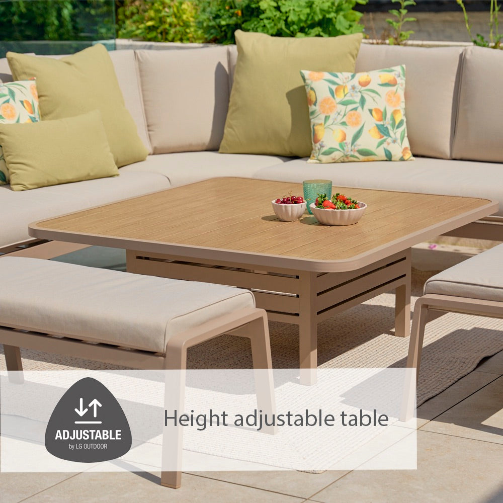 Sorrento Large Square Modular Dining Set with Adjustable Table