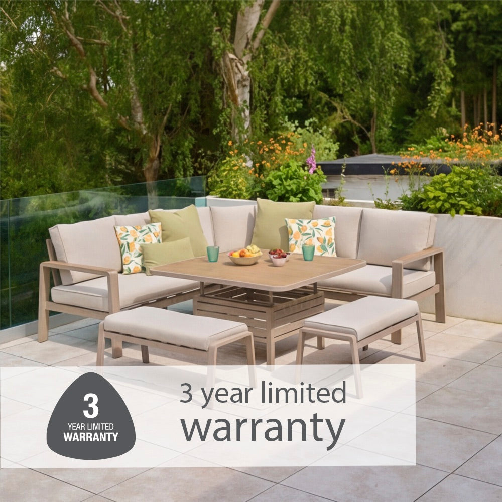 Sorrento Large Square Modular Dining Set with Adjustable Table