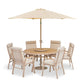 Sorrento 6 Seat Dining Set with Lazy Susan and Deluxe 3.0m Parasol