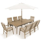 Sorrento 8 Seat Dining Set with Deluxe 2.0 x 3.0m Parasol