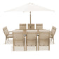 Sorrento 8 Seat Dining Set with Recliner Chairs and Deluxe 2.0 x 3.0m Parasol