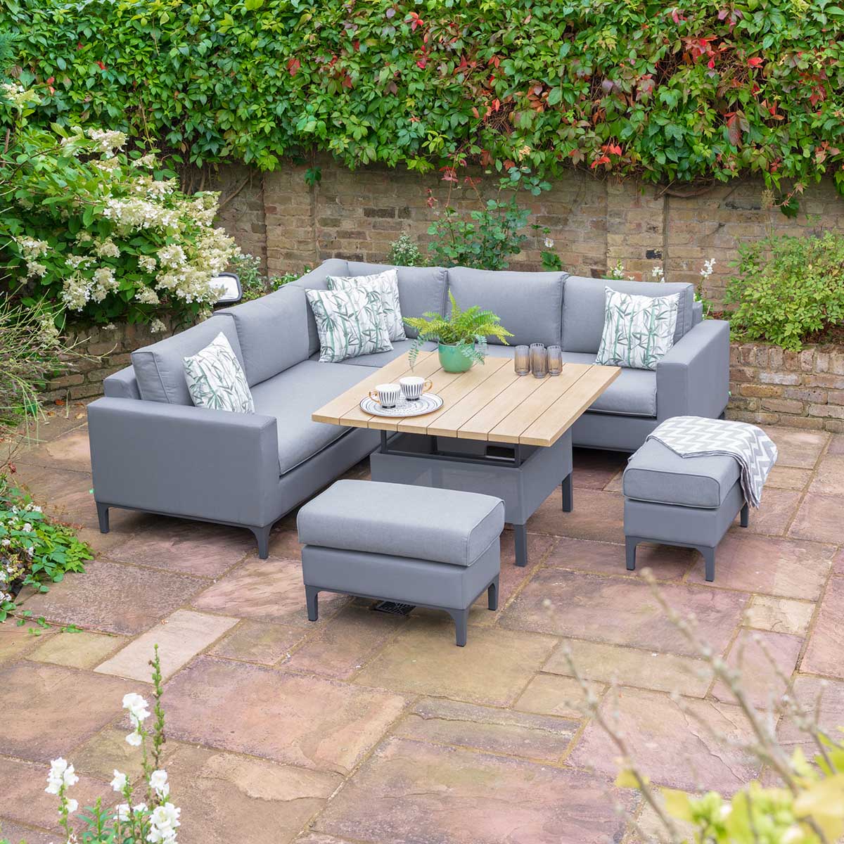 Stockholm Fully Upholstered Modular Dining Set With Adjustable Table