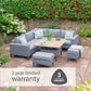 Stockholm Fully Upholstered Modular Dining Set With Adjustable Table