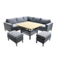 Stockholm Fully Upholstered Modular Dining Set With Adjustable Table