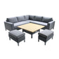 Stockholm Fully Upholstered Modular Dining Set With Adjustable Table