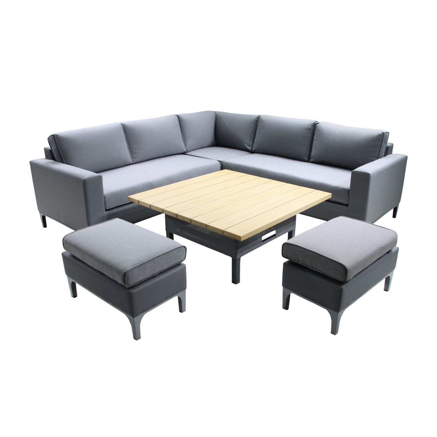 Stockholm Fully Upholstered Modular Dining Set With Adjustable Table
