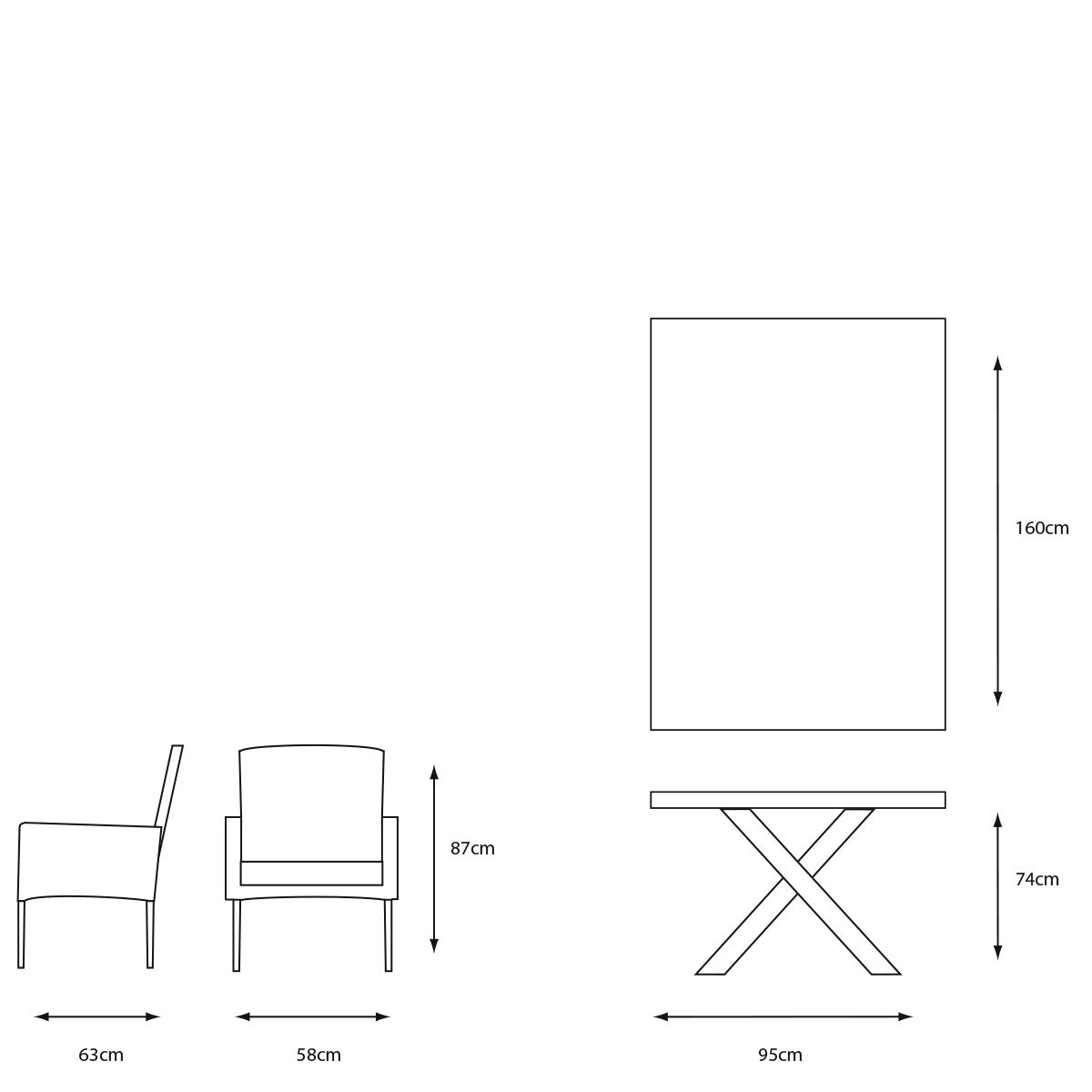 Stockholm 6 Seat Dining Set With Armchair And Deluxe 3.0m Parasol