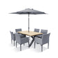 Stockholm 6 Seat Dining Set With Armchair And Deluxe 3.0m Parasol
