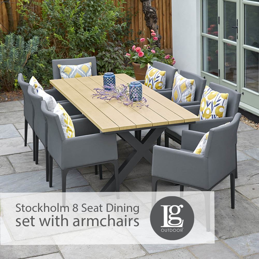 Stockholm 8 Seat Dining Set With Armchair