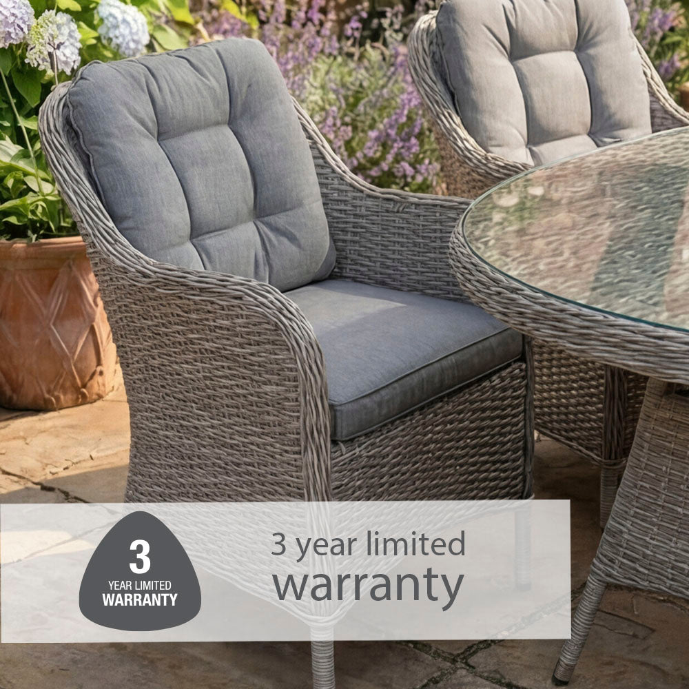 Oslo 6 Seat Dining Set with Weave Lazy Susan and Deluxe 3.0m Parasol