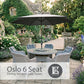 Oslo 6 Seat Dining Set with Weave Lazy Susan and Deluxe 3.0m Parasol