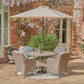 St Tropez Sand 4 Seat Dining Set with Deluxe 2.5m Parasol