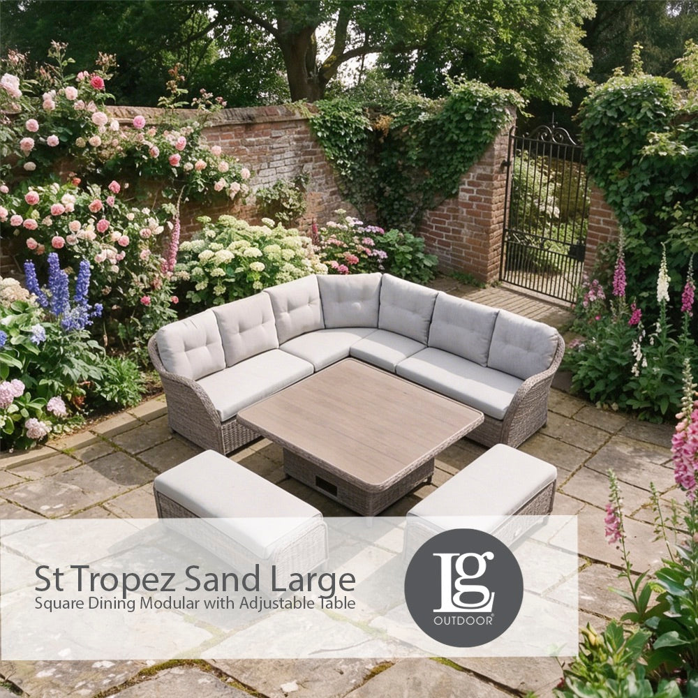 St Tropez Sand Large Square Dining Modular with Adjustable Table