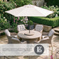 St Tropez Sand 6 Seat Dining Set with Weave Lazy Susan and Deluxe 3.0m Parasol
