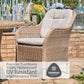St Tropez Sand 6 Seat Dining Set with Weave Lazy Susan and Deluxe 3.0m Parasol