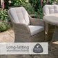 St Tropez Sand 6 Seat Dining Set with Weave Lazy Susan and Deluxe 3.0m Parasol
