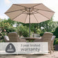 St Tropez Sand 6 Seat Dining Set with Weave Lazy Susan and Deluxe 3.0m Parasol