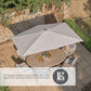 St Tropez Sand 8 Seat Dining Set with Weave Lazy Susan and Deluxe 2.0 x 3.0m Parasol