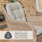St Tropez Sand 8 Seat Dining Set with Weave Lazy Susan and Deluxe 2.0 x 3.0m Parasol