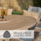 St Tropez Sand 8 Seat Dining Set with Weave Lazy Susan and Deluxe 2.0 x 3.0m Parasol