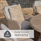 St Tropez Sand 8 Seat Dining Set with Weave Lazy Susan and Deluxe 2.0 x 3.0m Parasol