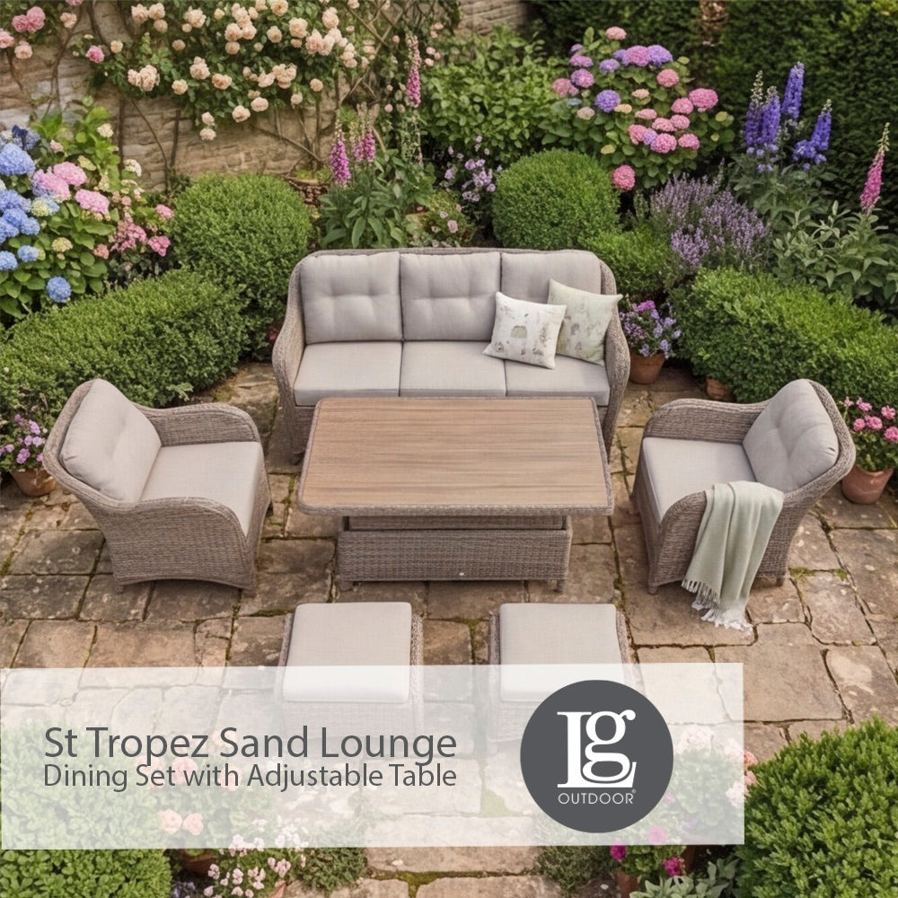 St Tropez Sand Lounge Dining Set with Adjustable Table