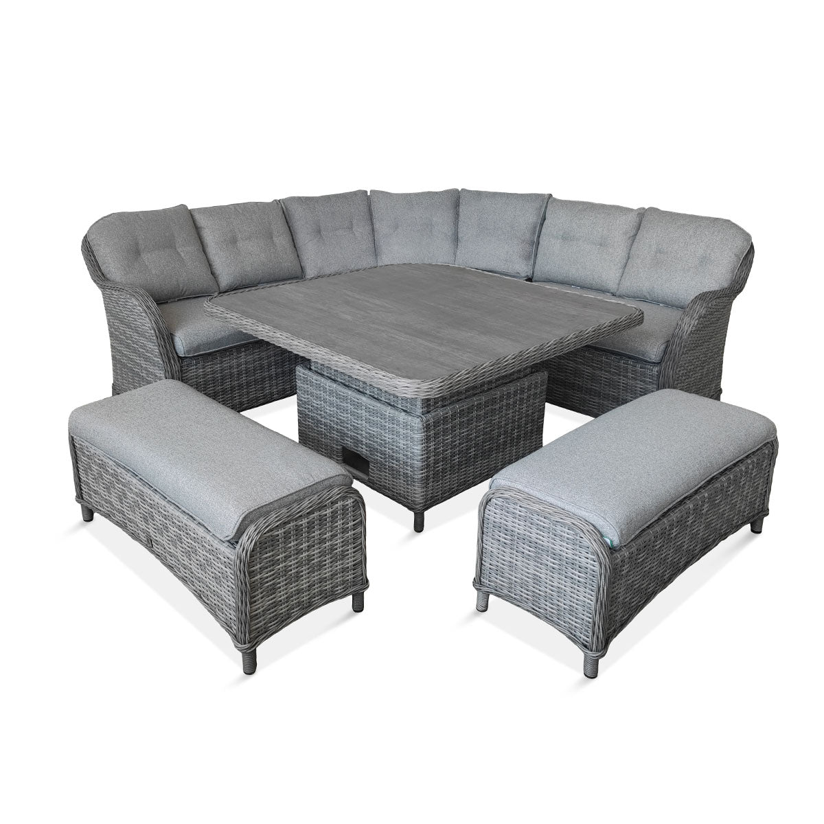 St Tropez Stone Large Square Dining Modular with Adjustable Table