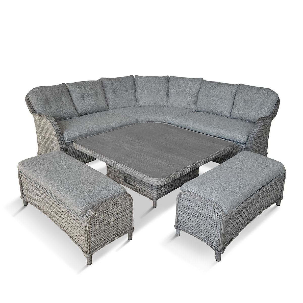 St Tropez Stone Large Square Dining Modular with Adjustable Table
