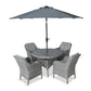St Tropez Stone 4 Seat Dining Set with Deluxe 2.5m Parasol